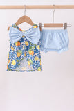 Lemon smocked ruffle bloomer set - Aaria Tees Aaria Tees
