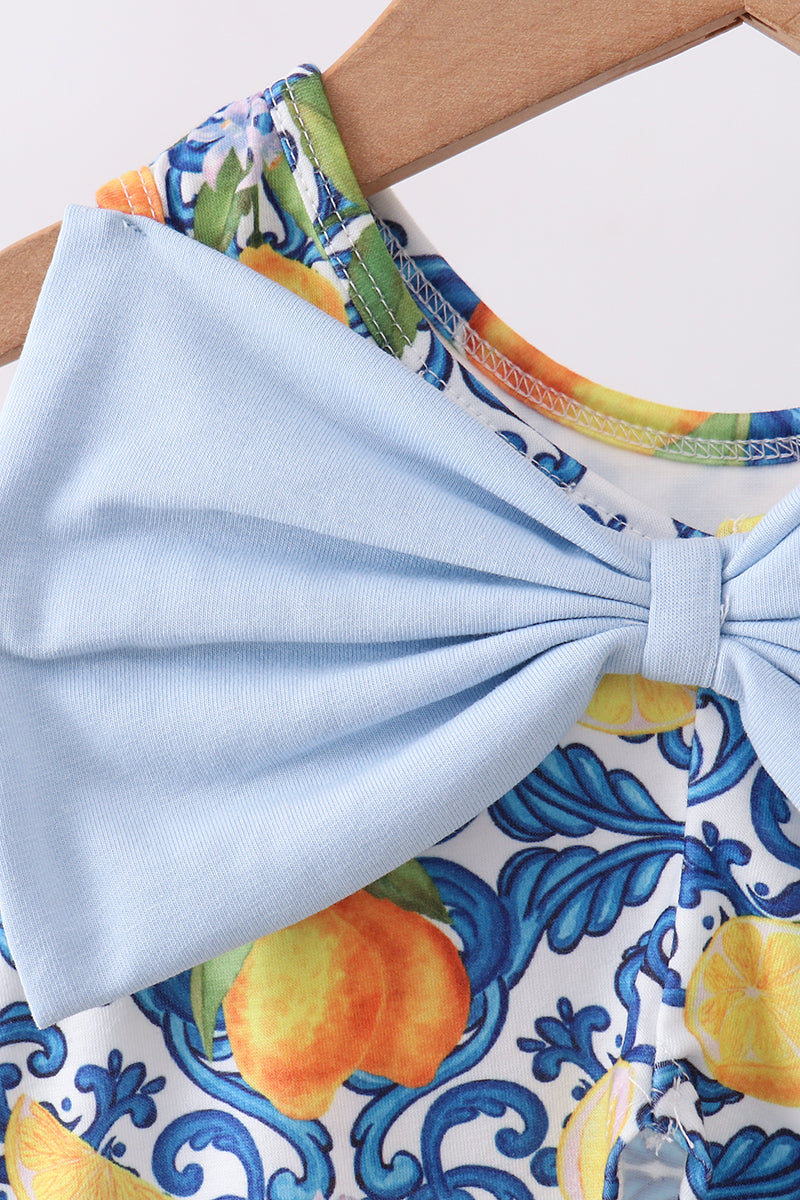 Lemon smocked ruffle bloomer set - Aaria Tees Aaria Tees