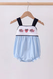 Blue character embroidery gingham bubble - Aaria Tees Aaria Tees