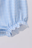 Blue character embroidery gingham bubble - Aaria Tees Aaria Tees