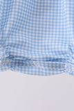 Blue character embroidery gingham bubble - Aaria Tees Aaria Tees