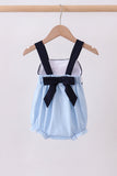 Blue character embroidery gingham bubble - Aaria Tees Aaria Tees