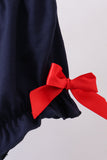 Blue character embroidery gingham bloomer set Aaria Tees