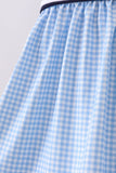 Blue character embroidery gingham bloomer set Aaria Tees