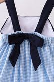 Blue character fireworks embroidery gingham dress - Aaria Tees Aaria Tees