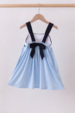 Blue character fireworks embroidery gingham dress - Aaria Tees Aaria Tees