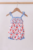 Blue cherry smocked ruffle bubble - Aaria Tees Aaria Tees
