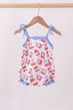 Blue cherry smocked ruffle bubble - Aaria Tees Aaria Tees