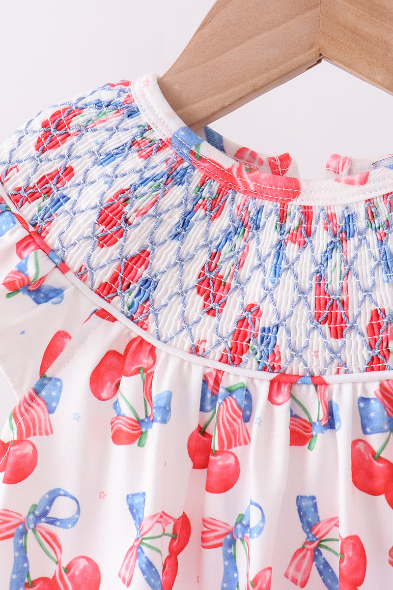 Blue cherry smocked bloomer set - Aaria Tees Aaria Tees