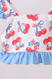 Blue cherry print 2pc ruffle swimsuit - Aaria Tees Aaria Tees