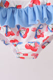 Blue cherry print 2pc ruffle swimsuit - Aaria Tees Aaria Tees