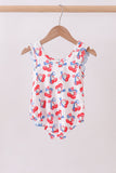 Blue cherry print ruffle swimsuit - Aaria Tees Aaria Tees
