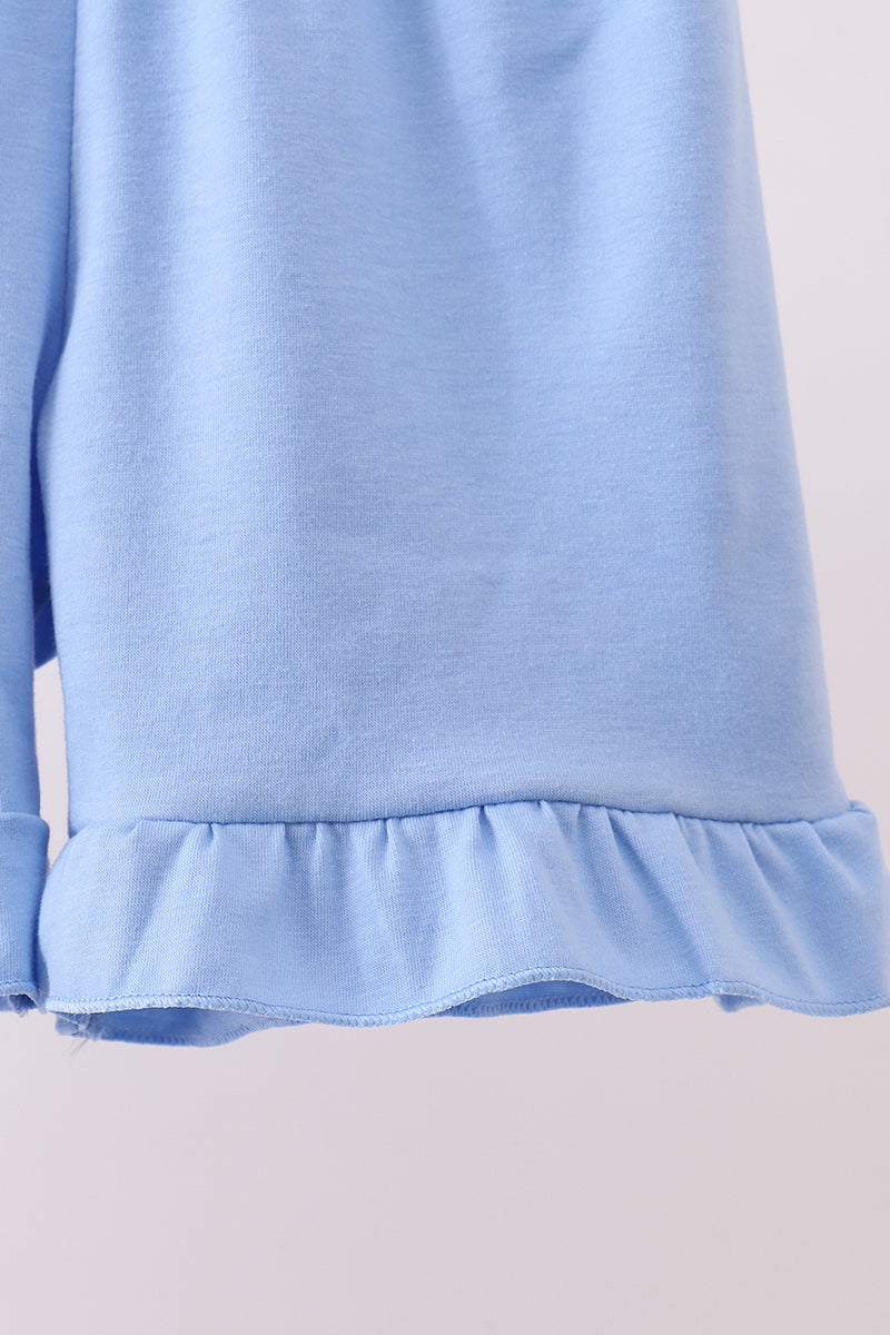 Blue cherry smocked ruffle shorts set - Aaria Tees Aaria Tees