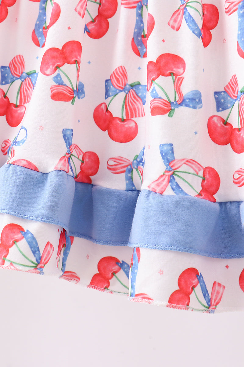 Blue cherry smocked ruffle shorts set - Aaria Tees Aaria Tees