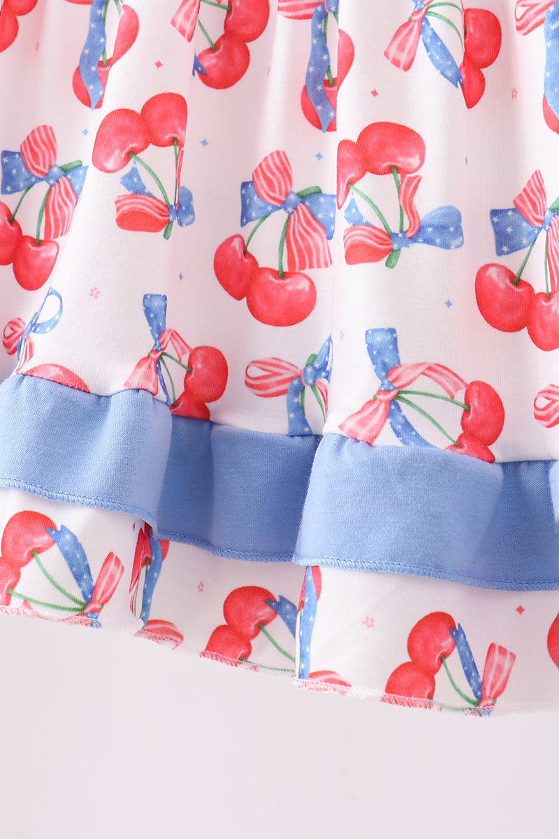 Blue cherry smocked ruffle shorts set - Aaria Tees Aaria Tees