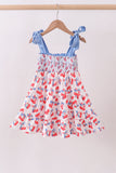 Blue cherry smocked tiered mom&me dress - Aaria Tees Aaria Tees