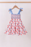 Blue cherry smocked tiered mom&me dress - Aaria Tees Aaria Tees