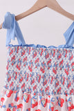 Blue cherry smocked tiered mom&me dress - Aaria Tees Aaria Tees