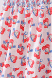 Blue cherry smocked tiered mom&me dress - Aaria Tees Aaria Tees