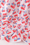 Blue cherry smocked tiered mom&me dress - Aaria Tees Aaria Tees
