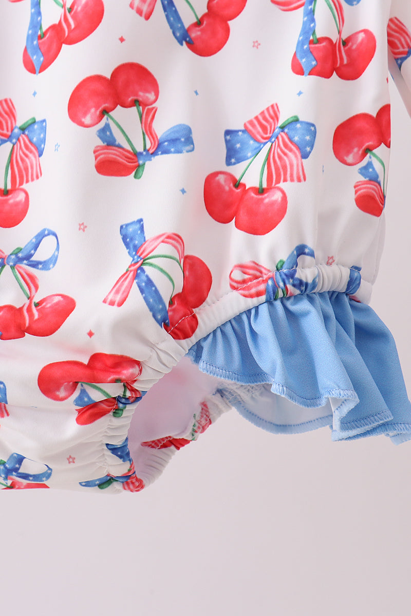 Blue cherry print rashguard - Aaria Tees Aaria Tees