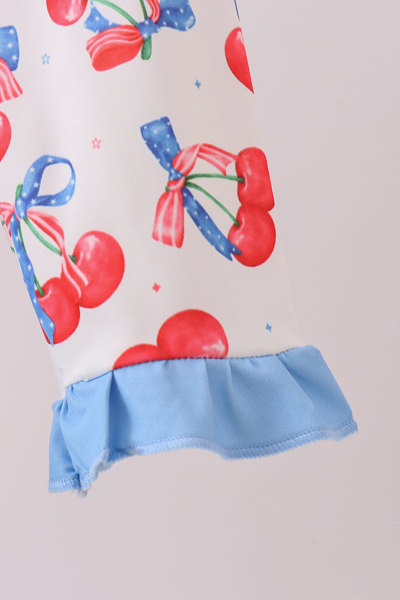 Blue cherry print rashguard - Aaria Tees Aaria Tees