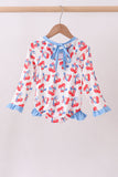 Blue cherry print rashguard - Aaria Tees Aaria Tees
