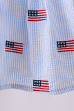 Blue flag embroidery seersucker bloomer set Aaria Tees