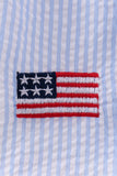 Blue flag embroidery seersucker ruffle shorts set Aaria Tees