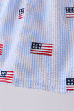 Blue flag embroidery seersucker ruffle dress - Aaria Tees Aaria Tees