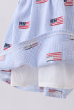 Blue flag embroidery seersucker ruffle dress - Aaria Tees Aaria Tees
