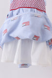 Blue flag embroidery seersucker ruffle dress - Aaria Tees Aaria Tees
