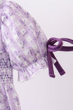 Lavender floral smocked ruffle bubble - Aaria Tees Aaria Tees