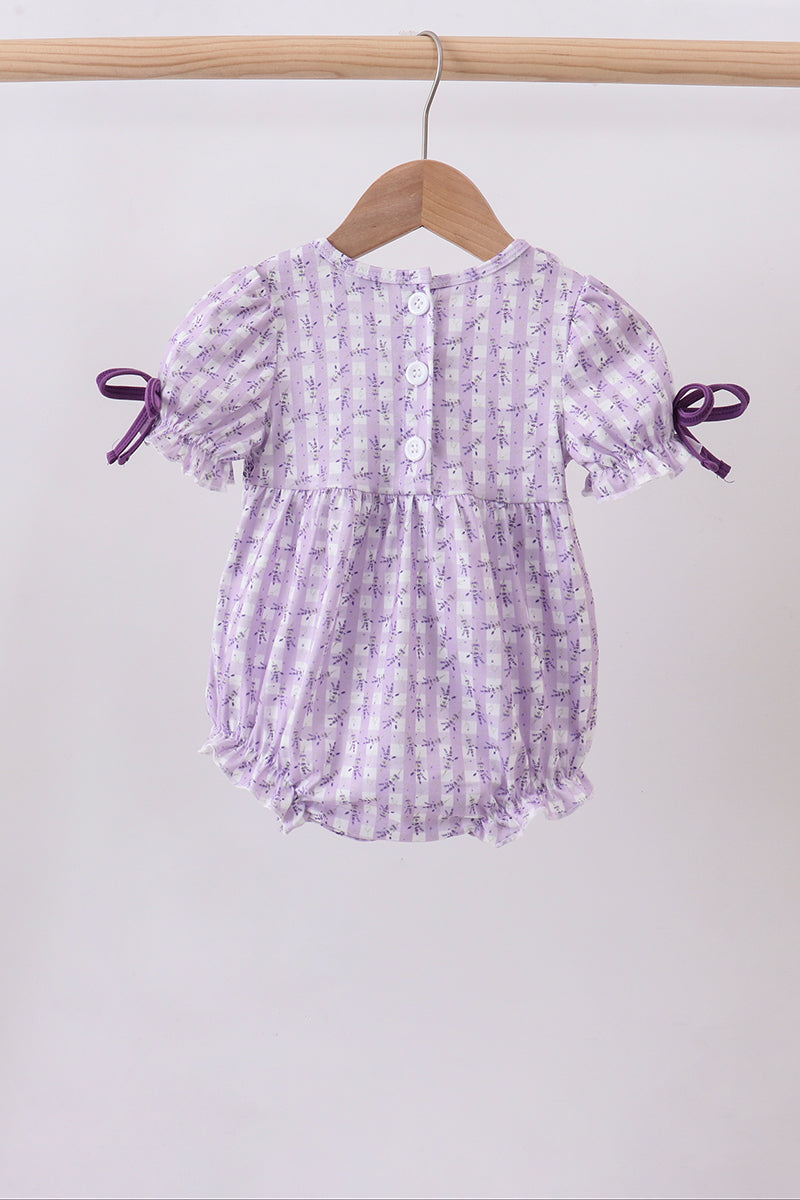 Lavender floral smocked ruffle bubble - Aaria Tees Aaria Tees
