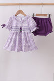 Lavender floral smocked ruffle bloomer set - Aaria Tees Aaria Tees