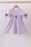 Lavender floral smocked ruffle dress Aaria Tees
