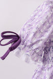 Lavender floral smocked ruffle dress Aaria Tees