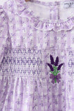 Lavender floral smocked ruffle shorts set Aaria Tees