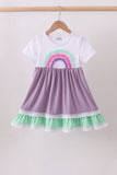 Purple lace rainbow ruffle dress Aaria Tees
