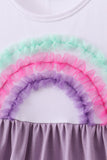 Purple lace rainbow ruffle dress Aaria Tees