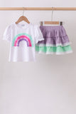 Purple lace rainbow ruffle skorts set - Aaria Tees Aaria Tees