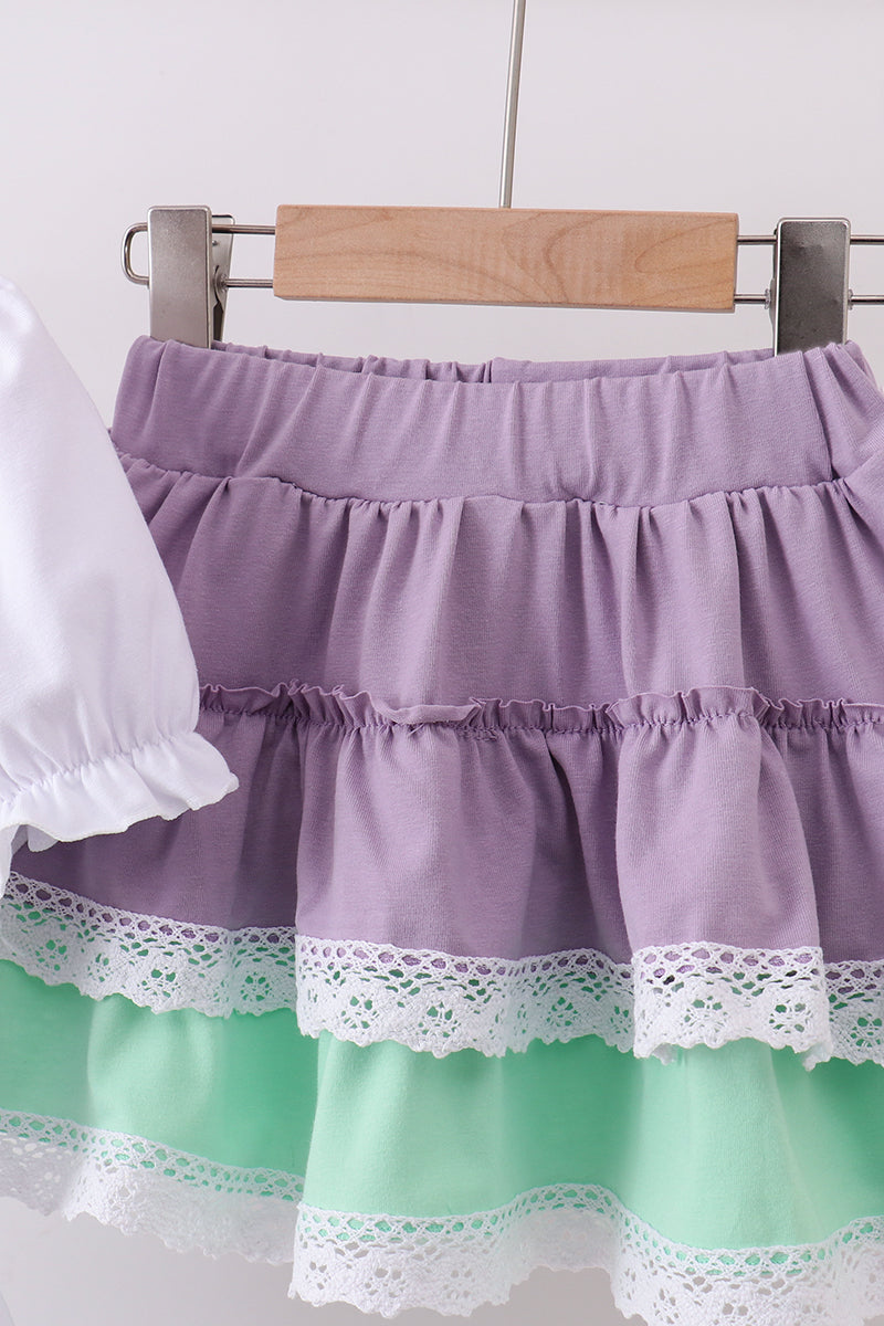 Purple lace rainbow ruffle skorts set - Aaria Tees Aaria Tees