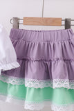Purple lace rainbow ruffle skorts set - Aaria Tees Aaria Tees
