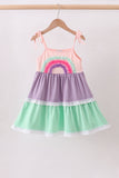 Purple lace rainbow tiered dress Aaria Tees