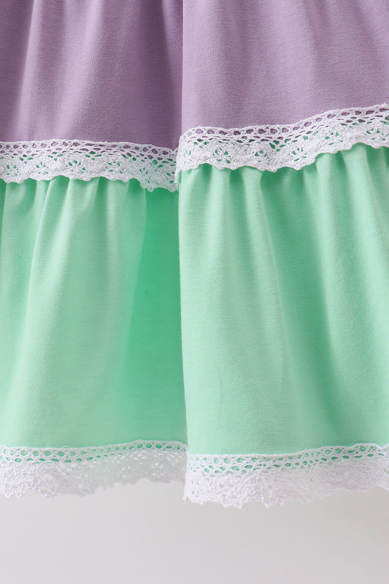 Purple lace rainbow tiered dress - Aaria Tees Aaria Tees