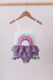 Purple lace rainbow ruffle one-piece swimsuit - Aaria Tees Aaria Tees