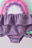 Purple lace rainbow ruffle one-piece swimsuit - Aaria Tees Aaria Tees