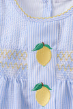 Blue lemon embroidery seersucker bloomer set - Aaria Tees Aaria Tees