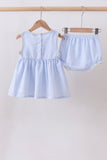 Blue lemon embroidery seersucker bloomer set - Aaria Tees Aaria Tees