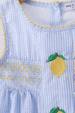 Blue lemon embroidery seersucker ruffle shorts set Aaria Tees